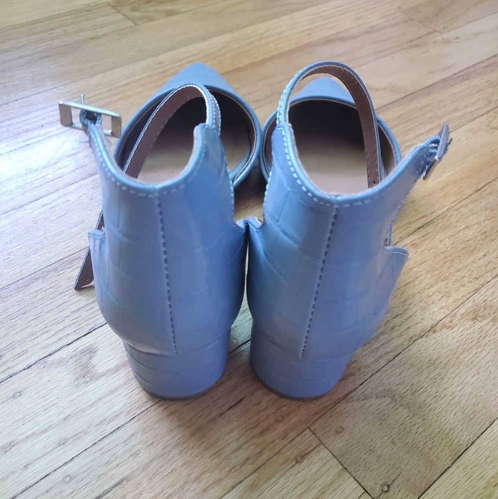 Lucinda Slate Blue Crocodile-Embossed Ankle Strap Pumps - Picture 2 of 3